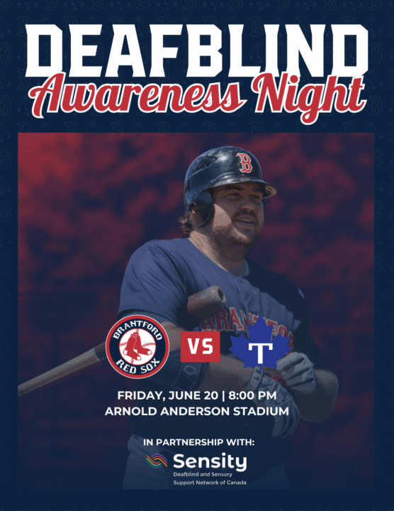 Brantford Red Sox Event Poster for Deafblind Awareness Night