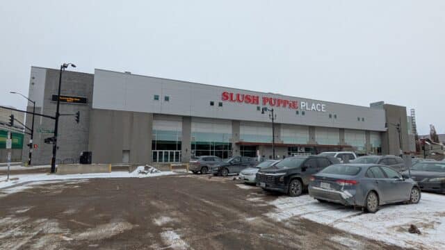 Slush puppie arena building.